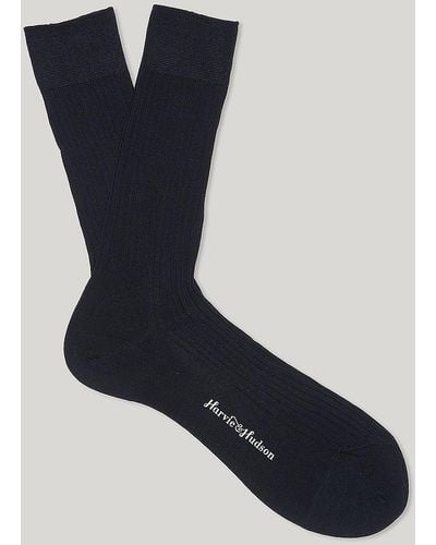 Harvie & Hudson Navy Short Cotton Socks - Blue