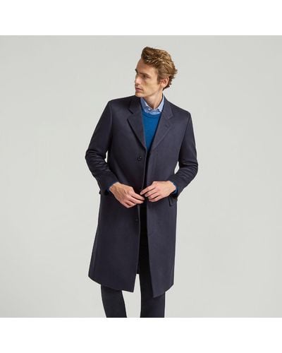 Harvie & Hudson Navy Pure Cashmere Coat - Blue
