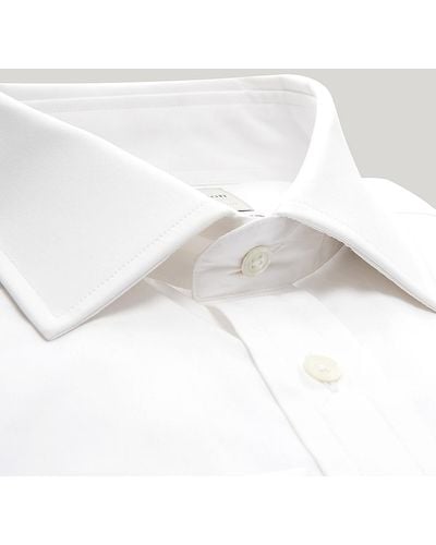 Harvie & Hudson White Plain Poplin Button Cuff Shirt