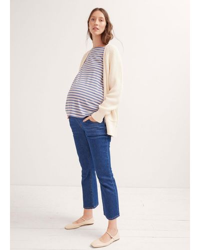 HATCH The Over The Bump Crop Maternity Jean - Blue