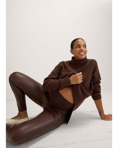 HATCH The Vegan Stretch Leather Legging - Brown