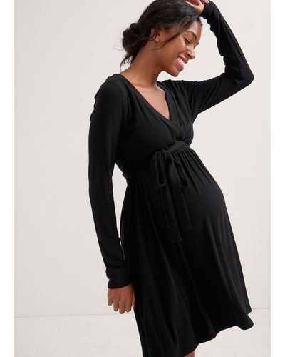 HATCH The Softest Rib Mini Wrap Dress - Black