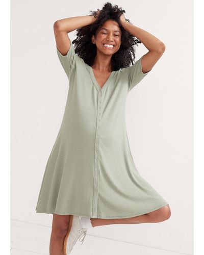 HATCH The Softest Rib Nursing Mini Dress - Green