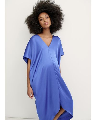 HATCH The Crinkle Riviera Dress - Blue