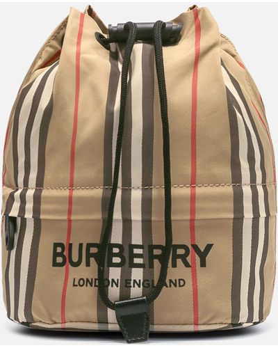 Burberry Icon Stripe Nylon Drawcord Pouch - Natural