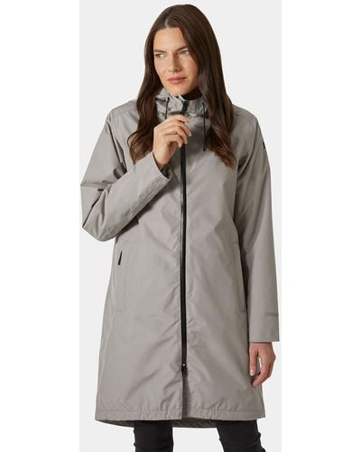 Helly Hansen Aspire Long Hooded Raincoat - Gray