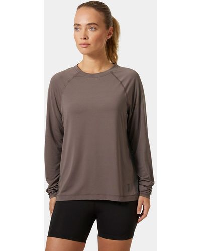 Helly Hansen Tech Trail Long Sleeve T-shirt Grey - Brown