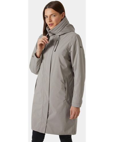 Helly Hansen Victoria Insulated Rain Coat With Hood - Grey