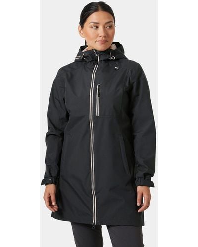 Helly Hansen Long Belfast 3/4 Length Rain Jacket Grey - Black