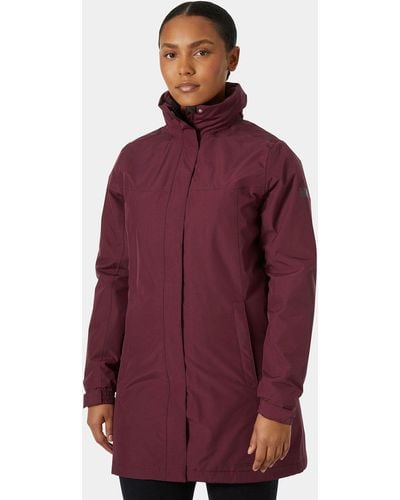 Helly Hansen Aden Long Insulated Rain Coat Purple - Red