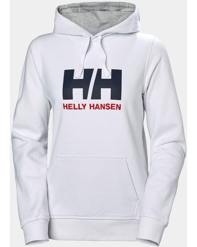 Helly Hansen Sweat à capuche en coton molletonné hh logo blanc - Gris