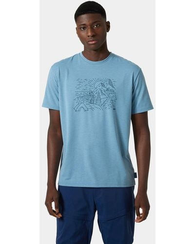 Helly Hansen T-shirt in cotone riciclato con stampa skog blu