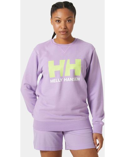 Helly Hansen Hh Logo Cotton Crew Neck Sweater - Purple