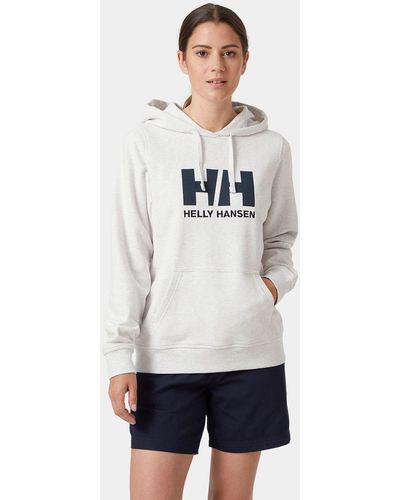 Helly Hansen Hh Logo Cotton French Terry Hoodie White - Gray
