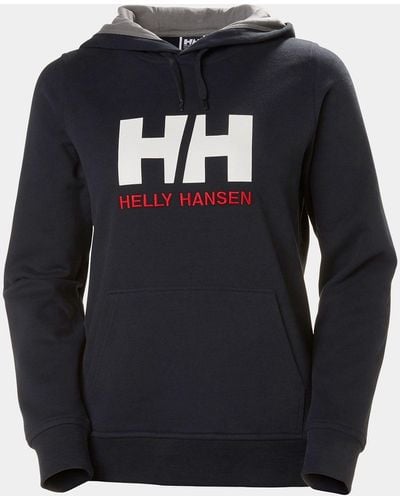 Helly Hansen Hh Logo Cotton French Terry Hoodie Navy - Blue