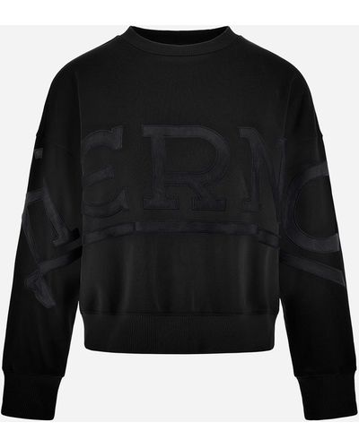 Herno Diagonal Cotton, Fleece And Mesh Sweatshirt - Black