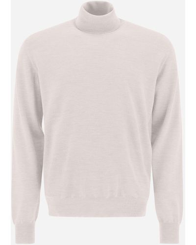 Herno Turtleneck Sweater In Endless Wool - White