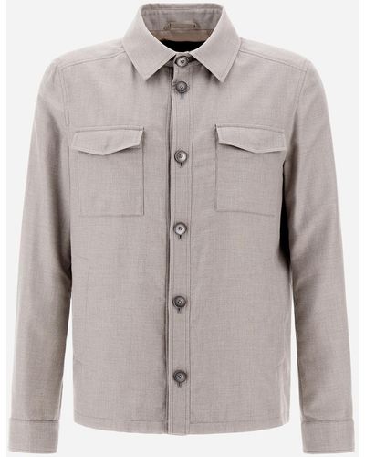 Herno Cotton Cashmere Rain Shirt - Gray