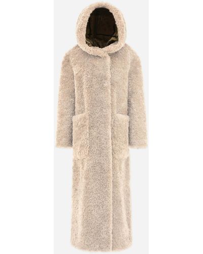 Herno Coat In Curly Faux Fur - Natural
