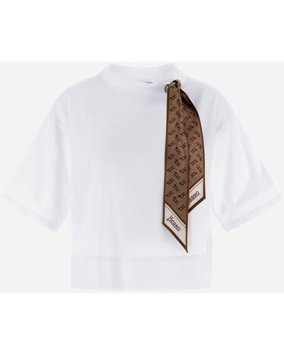 Herno Superfine Cotton Stretch T-shirt With Scarf - White