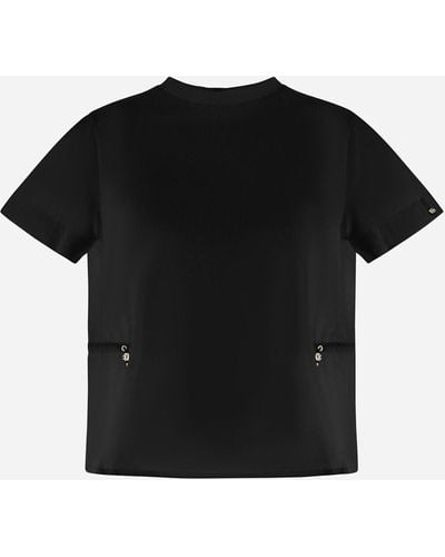 Herno Chic Cotton Jersey And New Techno Taffetà T-shirt - Black