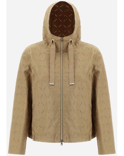 Herno Bomber Jacket In Embroidered Delon - Natural