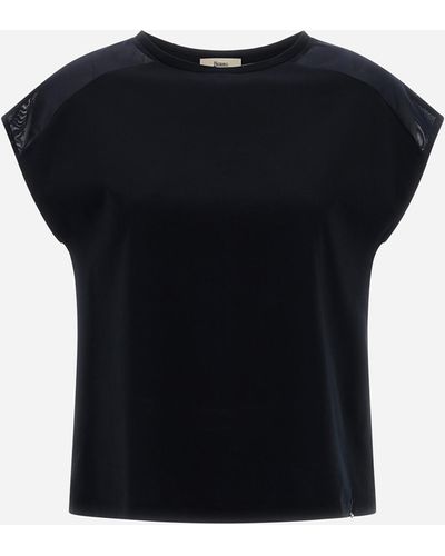 Herno Chic Cotton Jersey And Chic Mesh T-shirt - Black