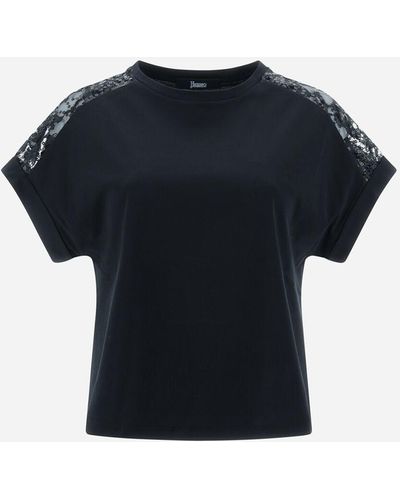 Herno T-SHIRT IN MIDNIGHT JERSEY E NEW CITY GLAMOUR - Blu