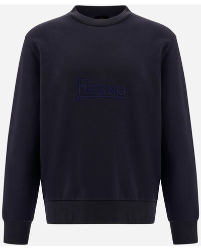 Herno Sweatshirt In Cotton Sweater - Blue