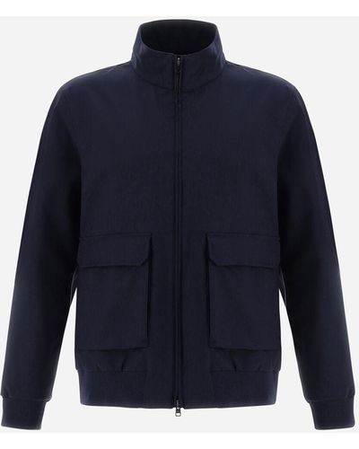 Herno BOMBER IN LAYERS WOOL STORM - Blu
