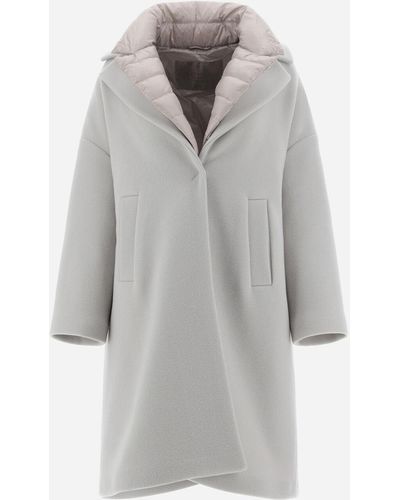 Herno Resort Coat In Modern Double & Nylon Ultralight - Grey
