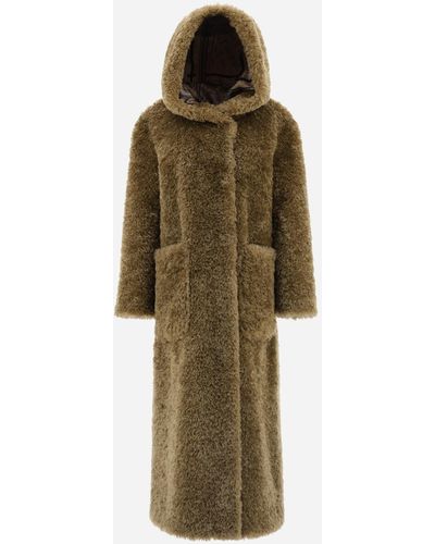 Herno Coat In Curly Faux Fur - Natural