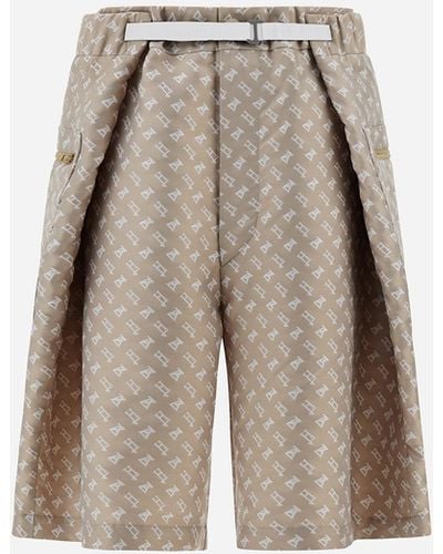 Herno Globe Cropped Pants In Photocromatic Monogram - Natural