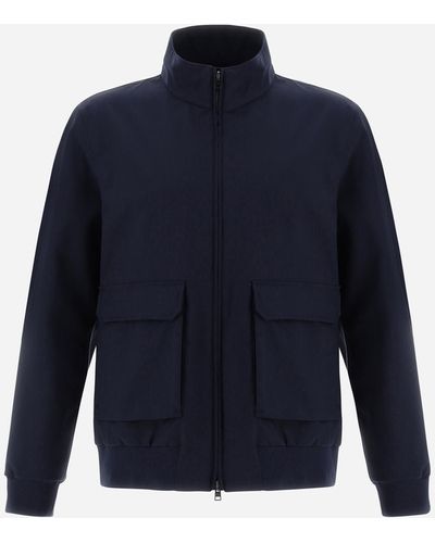 Herno Layers Wool Storm Bomber Jacket - Blue