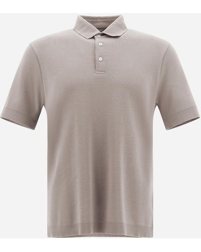Herno Jersey Knit Effect Polo Shirt - Gray