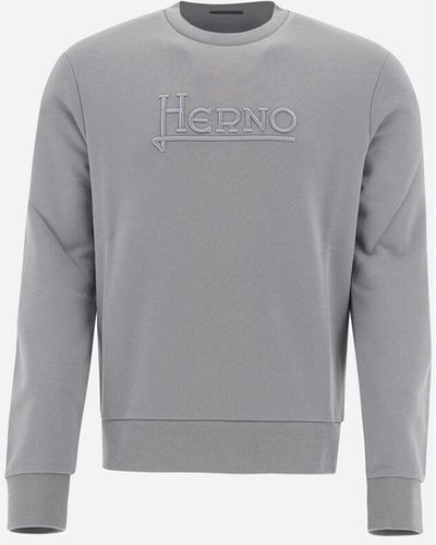 Herno Cotton Sweatshirt With Embroidery - Grey