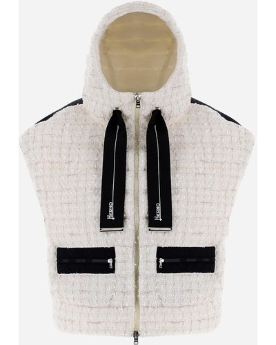Herno Sleeveless Glam Tweed And Ecoage Jacket - White