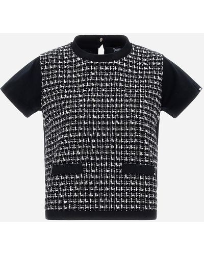 Herno T-SHIRT IN CHIC COTTON JERSEY E TREND TWEED - Nero