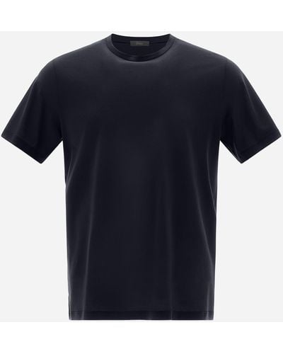 Herno T-shirt In Crepe Jersey - Blue