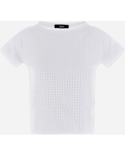 Herno Camiseta De Superfine Cotton Jersey Y Spring Lace - White