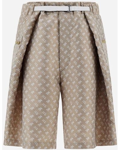Herno Globe Cropped Trousers In Photocromatic Monogram - Natural