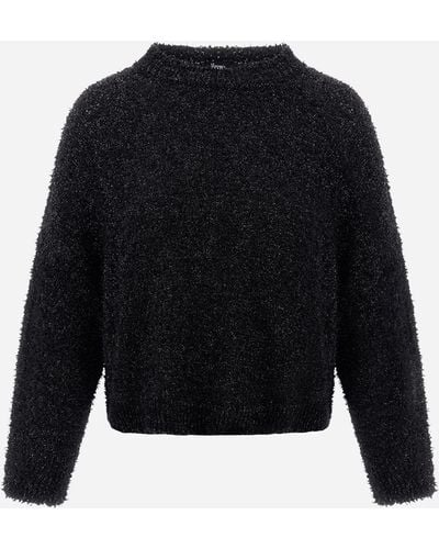 Herno Fluffy Cotton Knit Sweater - Black