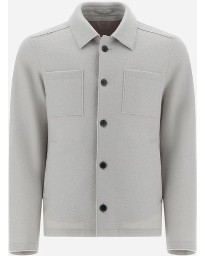 Herno Resort Shirt In Light Boiled Wool - Gray