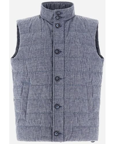 Herno Resort Waistcoat In Cotton-effect Denim - Blue