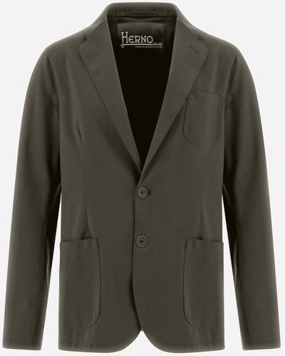 Herno Blazer In Non-washed Light Scuba - Green