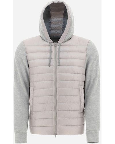 Herno Nylon Ultralight And Sweatshirt Fleece Bomber - Grey