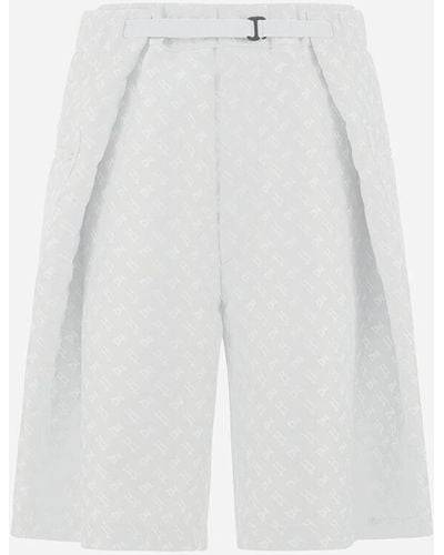 Herno Globe Cropped Trousers In Photocromatic Monogram - White