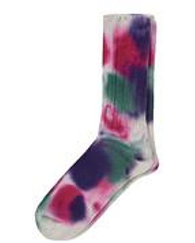 Anonymous Ism Scatter Dyed Crew Socks - Lila