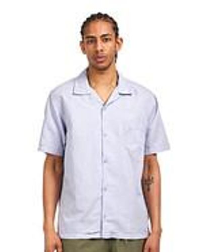 COLORFUL STANDARD Linen Short Sleeved Shirt - Blau