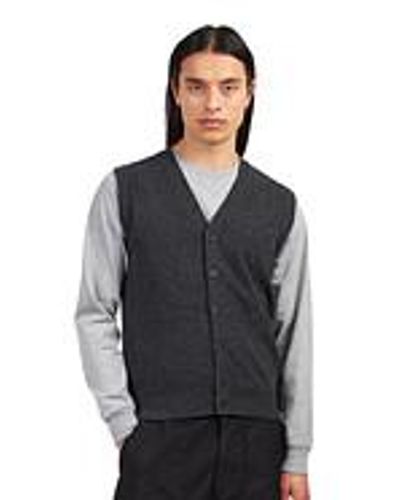 Beams Plus Button Knit Vest Solid - Schwarz